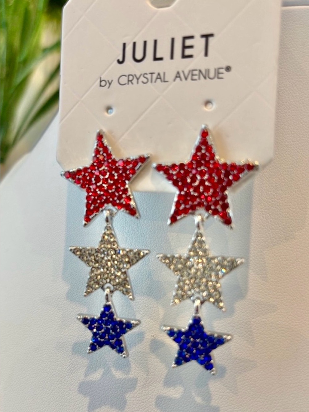 Juliet By Crystal Avenue American Star Rhinestone drop post earrings
